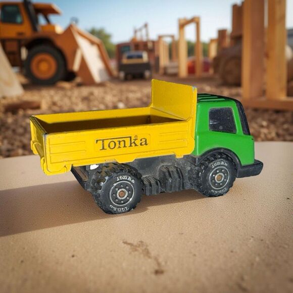 Vintage 1976 Tonka Mites Cargo Truck Japan Green & Yellow Diecast Truck 4” A34 - Picture 4 of 7